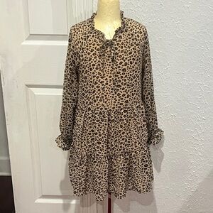 Leopard Print Long Sleeve Dress